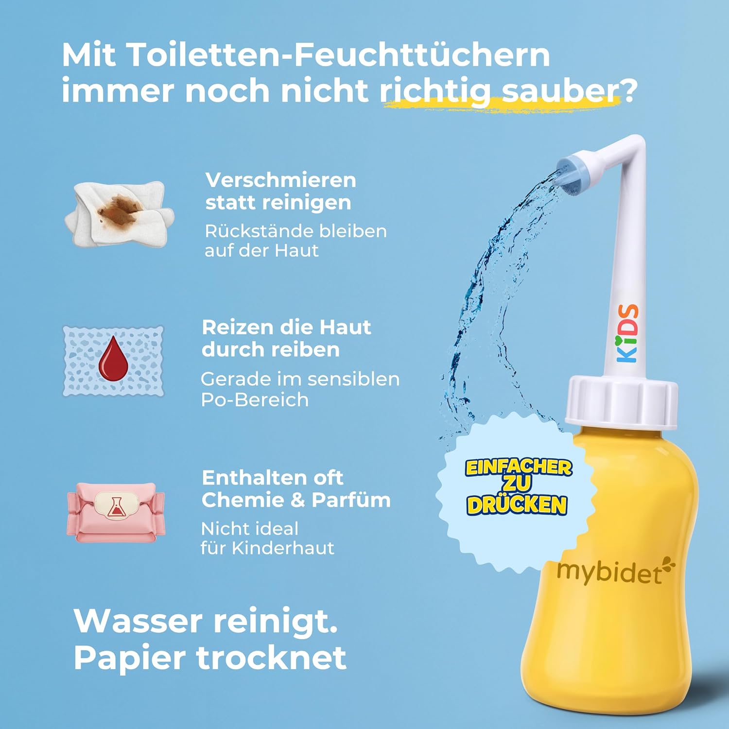 Wasser reinigt besser als Feuchttücher