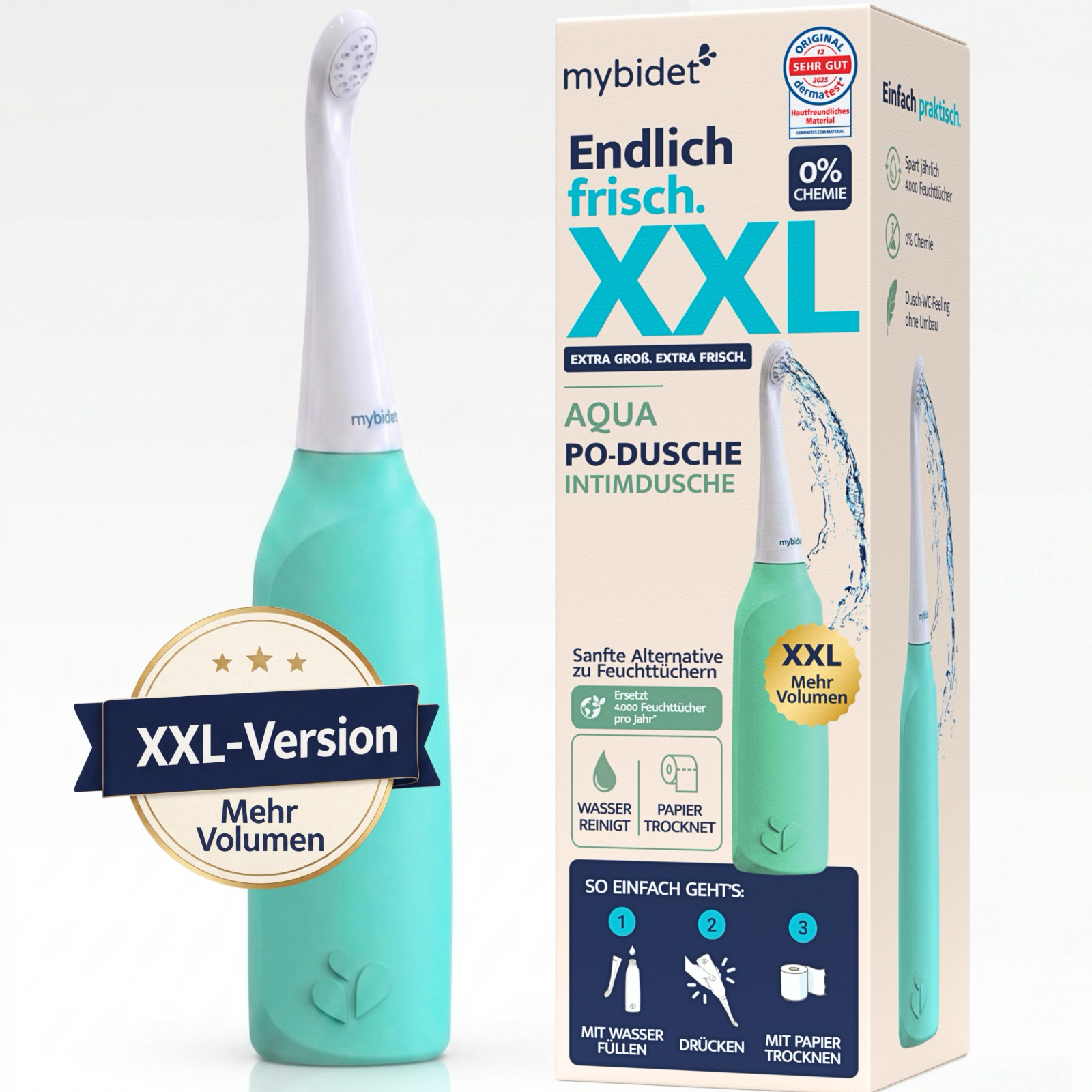 mybidet Aqua Home XXL Po-Dusche mit Verpackung